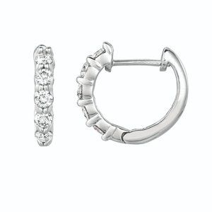 1.00 Carat Natural Diamond Hoop Earrings G SI 14K